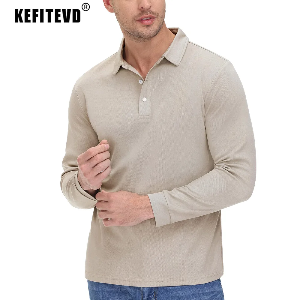 KEFITEVD Men's Quick Dry Polo Shirts Spring Long Sleeve T-Shirt Summer Breathable Lightweight Top Autumn Outdoor Golf Hiking Tee