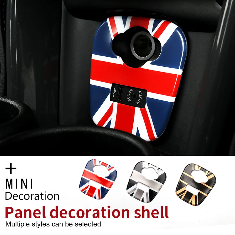

Union Jack AUX Cigarette Lighter USB Dashboard Panel Cover Case Shell Sticker For M Coope r F 55/56/57 Car-styling Accessories