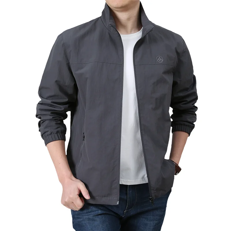 Giacca militare primavera autunno uomo casual colletto alla coreana tinta unita cappotto sottile uomo Jaqueta Masculina giacca bomber con fodera in rete_voghion.com