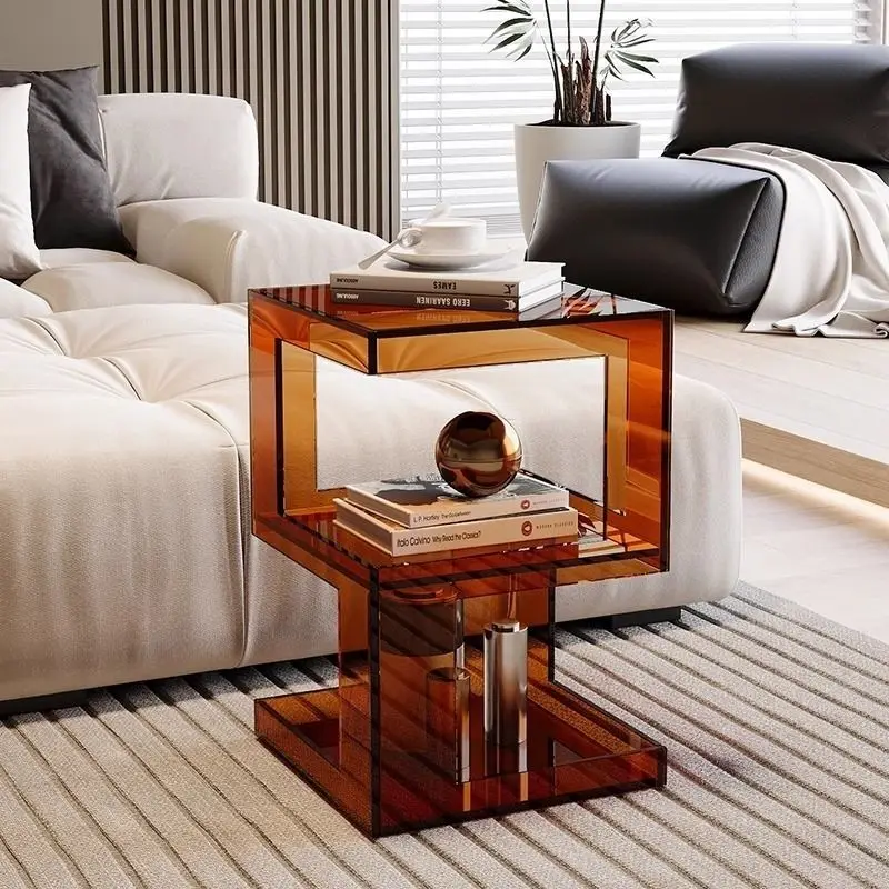 Luxury Inspired Minimalist Creative Acrylic Living Room Side Table Sofa Coffee Table Storage Paint Free Eco Friendly