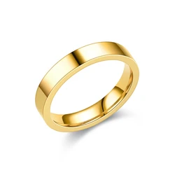 Stainless Steel Glossy Flat Couples Rings - Rose Gold & Silver Plated Finger Jewelry - 8 (Gold Color)