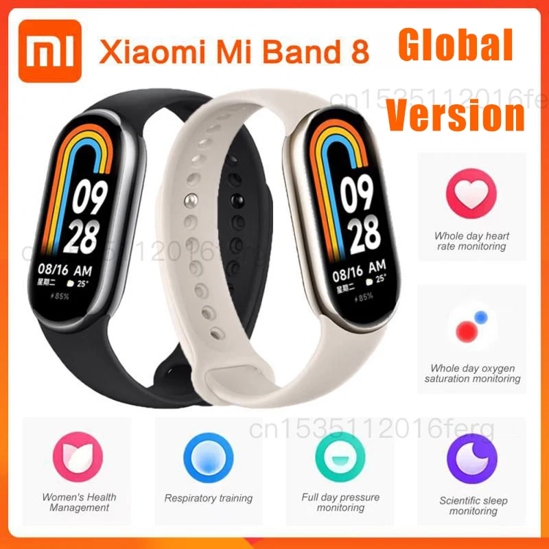 

Xiaomi Mi Band 8 Global Version Blood Oxygen Heart Rate Sleep Monitor 1.62 AMOLED Screen Waterproof Sports Bracelet Smart Watch