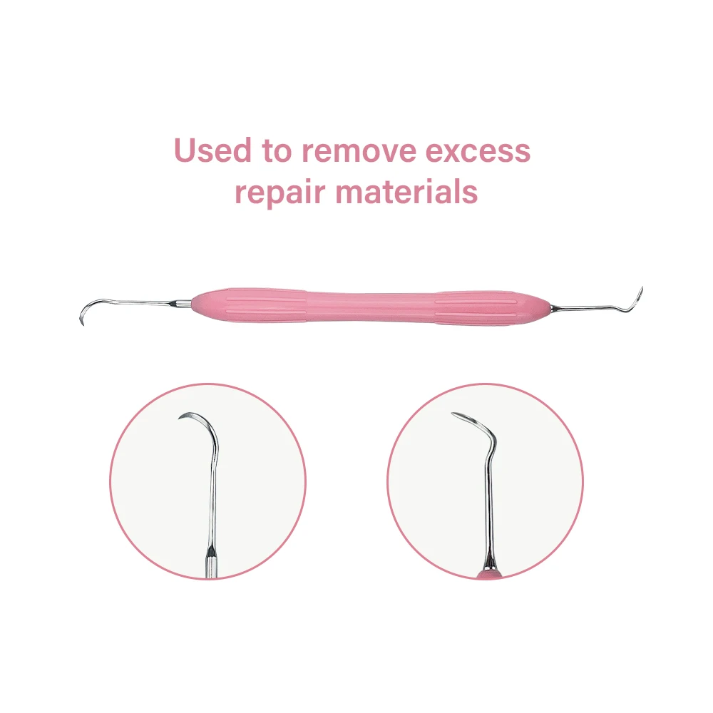 Dental Double-Ended Stainless Steel Resin Filler Set with Silicone Handle