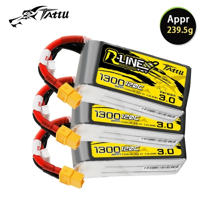 TATTU R-LINE 3.0 6S 22.2V 1300mAh 120C LiPo Battery For RC Helicopter Quadcopter FPV Racing Drone Parts With XT60 22.2V BATTERY TATTU R-LINE 3.0 6S 22.2V 1300mAh 120C LiPo Battery For RC Helicopter Quadcopter FPV Racing Drone Parts With XT60 22.2V BATTERY