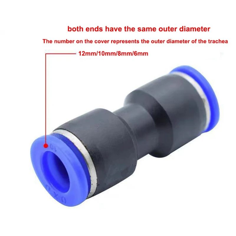 

Pneumatic Fittings Quick Straight Push Plastic Connector 6mm/8mm/10mm/12mm Trachea Connectors PU&Plastic Air Water Hose Tube Gas