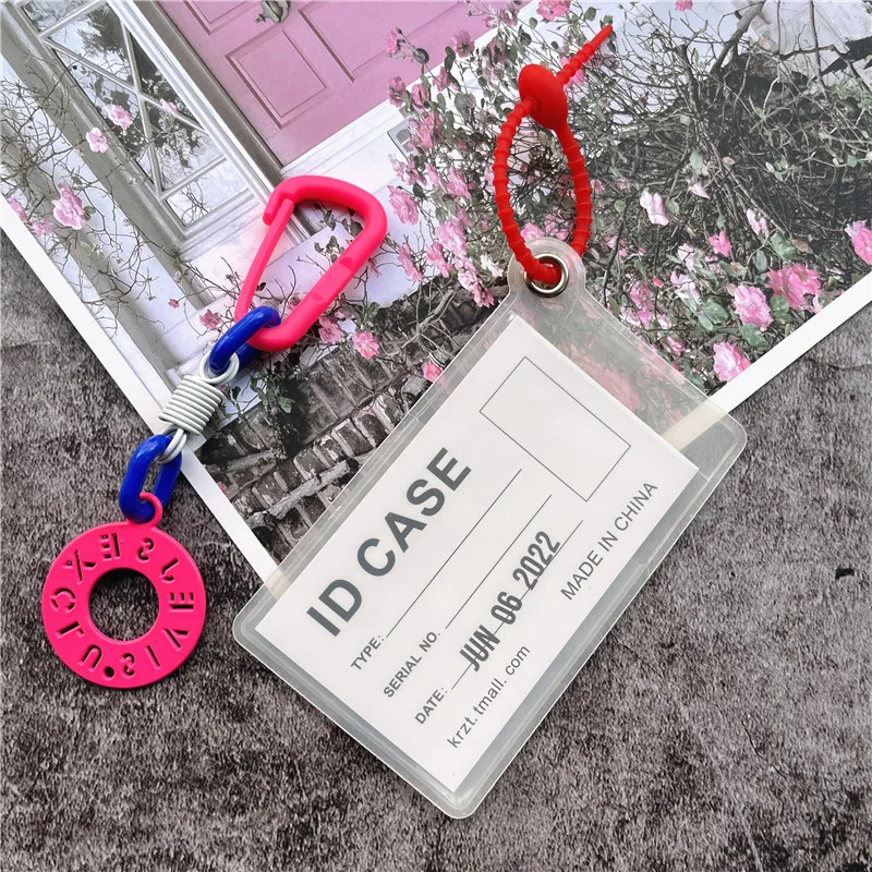 자격 증명 홀더 형광 색상 교수형 카드 홀더 이동식 직원 ID 카드 매는 밧줄 분실 방지 신분증 홀더