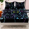 3D Cute Cat Fitted Sheet Set Dustproof Non-slip All Season Mattress Protector Soft Breathable Bedding Set With Deep Pocket 1