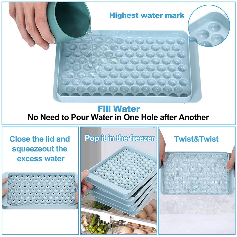 Mini Ice Cube Tray 104 Holes Round Ice Ball Molds Tiny Crushed Tray for Chilling Drinks Coffee Juice Tools Silicona BPA Free ice mold