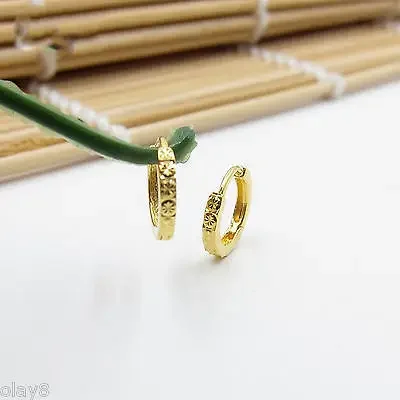 

Женские резные серьги-кольца из желтого золота 18 К, 7 мм