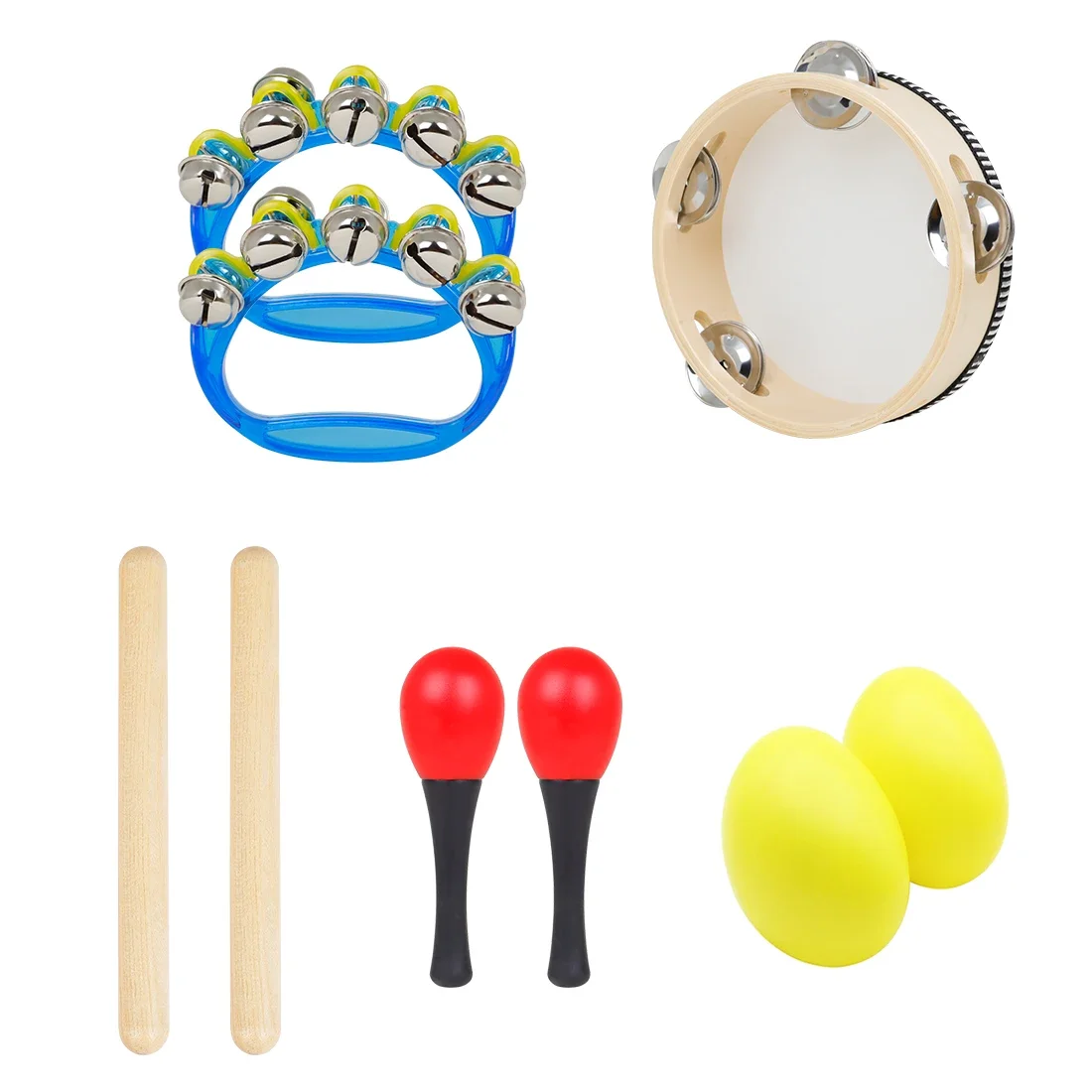 Orff Instrument Set 5Pcs/Set 6 Inch Black Lamb Chop Tambourine Sand Egg Rhythm Stick Children's Percussion Instrument Set
