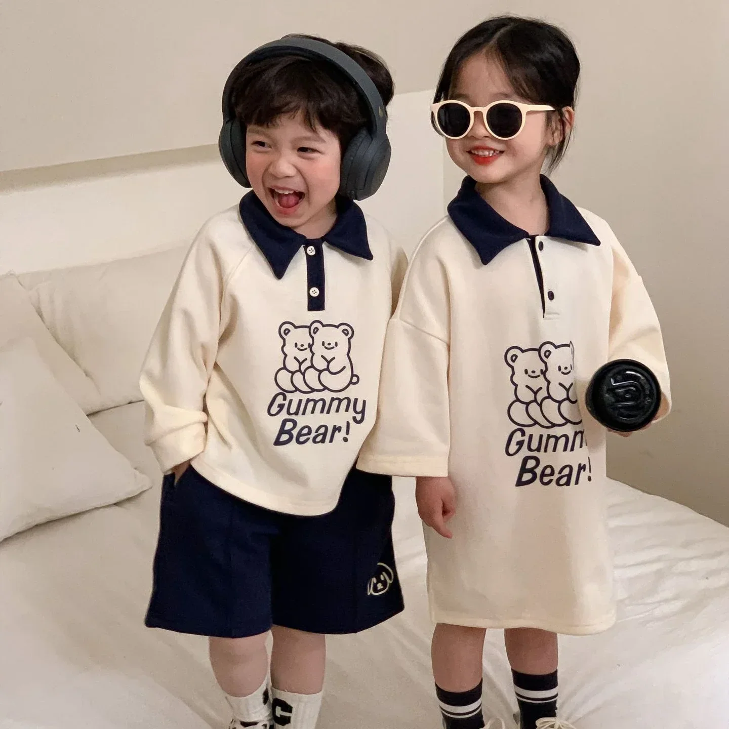 

Spring Kids Matching Brothers And Sister Long Sleeves Clothes Children Two Piece Clothing Set For Boys Outfits Korea Girls Dress