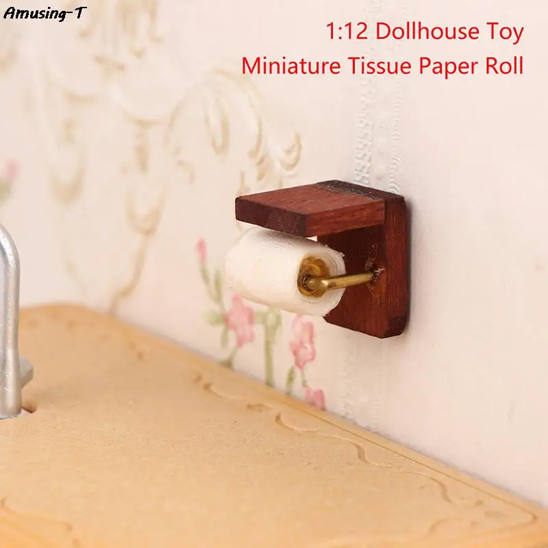 

1:12 Dollhouse Miniature Tissue Paper Roll Paper with Stand Model Bathroom Decor Toy Doll House Accessories