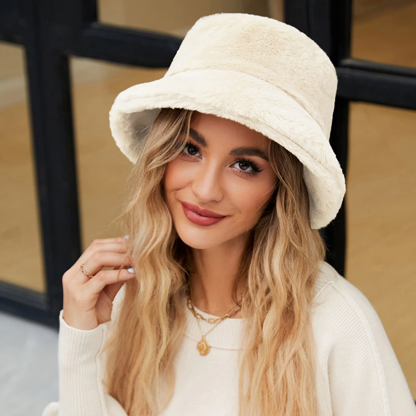 Winter Warm Bucket Hat Plush Hats For Women Solid Color Fisherman Hat Casual Shaggy Caps Bonnet Femme Hiver 3