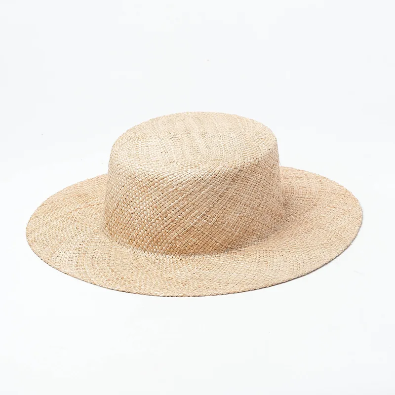 

X426 Wide Brim Sisal Straw Hat Children Summer Sun Caps Girls Flat Top Hat Outdoor Tourism Sunscreen Caps Flat Top Panama Hat