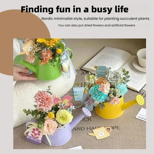 Metal Iron Sprinkler Kettle,Candy Colored Plant Watering Can,Garden Watering Can For Indoor & Outdoor Plant,Gardening Tools 2