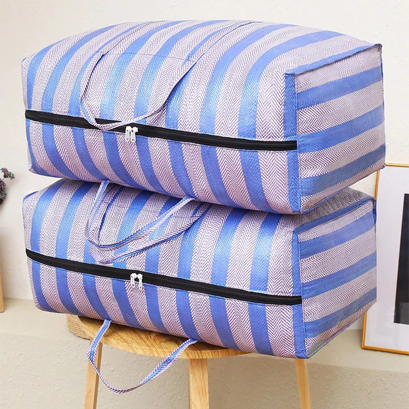 Withosent 100L Grande Bolsa De Almacenamiento, 6 Piezas Impermeable Bolsas De Mudanza Con Cremallera Y Asa, Bolsas Para Guardar Ropa Edredones, Alternativa A Las Cajas De Mudanza, Azul