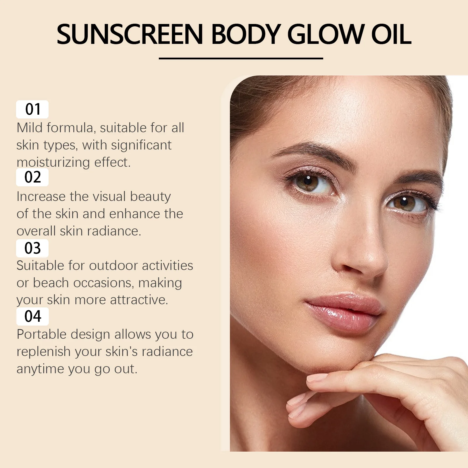 EELHOE 2 In1 Sunscreen Spf 50 Body Oil for Glowing Skin Protection Prevent Uvb Oil Control High Gloss Golden Body Shimmer