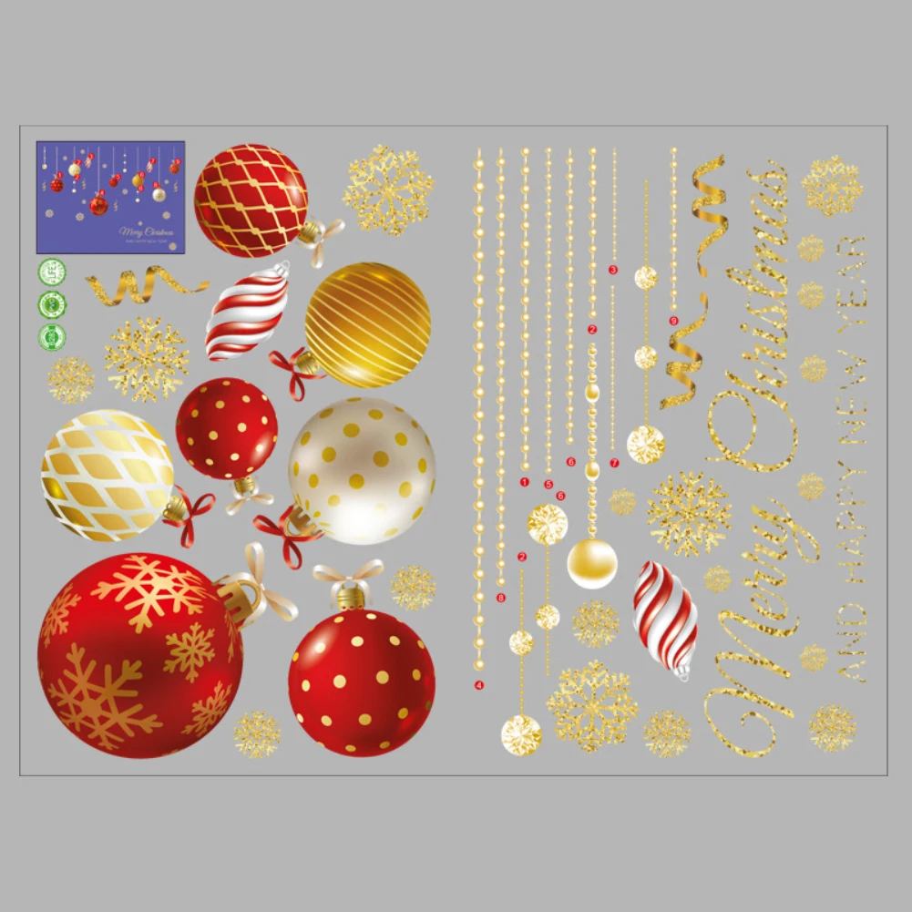 Christmas Window Snowflake Stickers PVC Reusable Self-adhesive Removable Christmas Wall Stickers Xmas Decorations 45 * 60cm