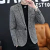 2024 New Men 2022 Autumn Winter Fashion Handsome Korean Version of The Trend Plaid Single West Coat Business Casual  Blazer 2
