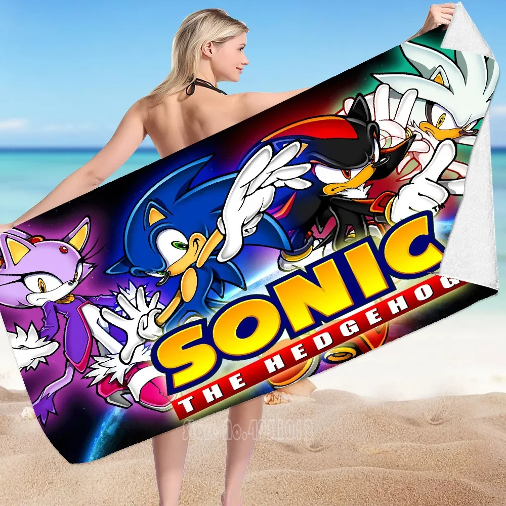 thumbnail image 1 of Toalla de baño de microfibra con estampado digital 3D de Anime Speed Sonic MANIA, para playa, 70 x 140 cm, regalo para bebés y niños, 1 of 5
