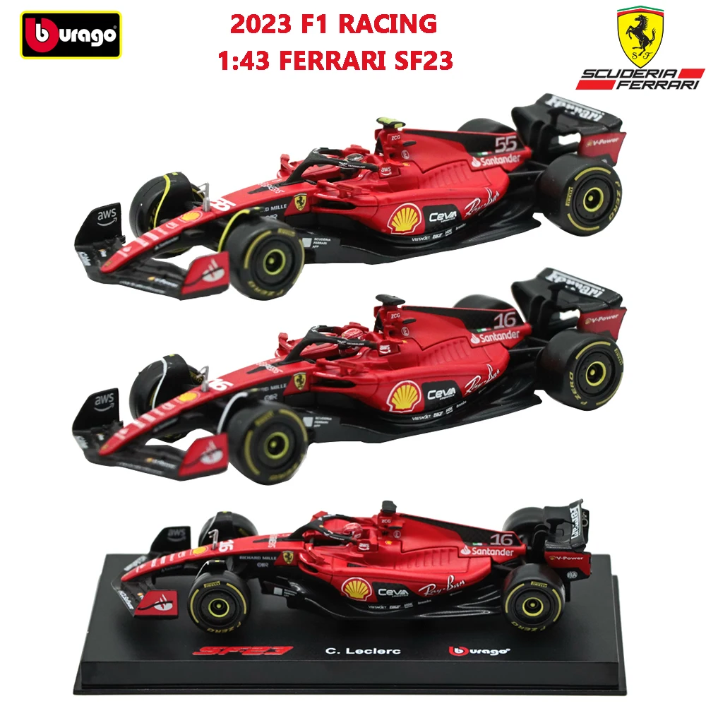 Bburago 2023 F1 FERRARI SF23 Racing 1:43 Alloy Diecast Car Model Luxury Display Box Collection Cars Gifts Toys For Adults bburago 1 43 2022 f1 ferrari f1 75 16 leclerc 55 sainz alloy luxury vehicle model toy collection gifts for children adults