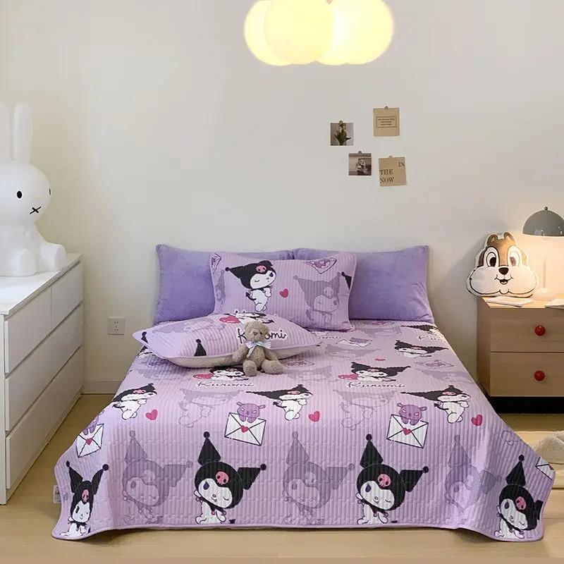

Kuromi My melody winter cotton thickened bed cover 3-piece set creative anime comfortable cotton single-sided tatami sheets
