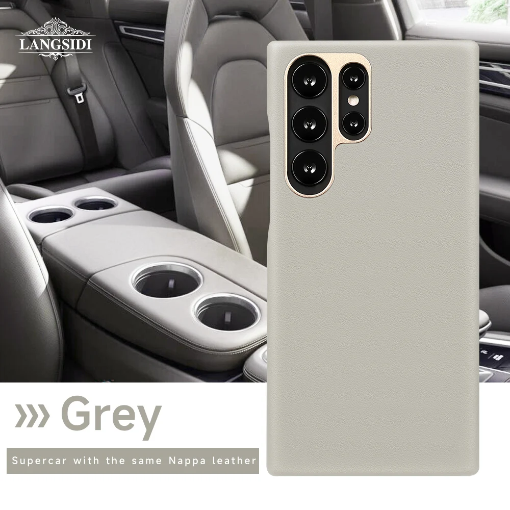 Original Cowhide Leather Magnetic Back Cover with Metal Frame