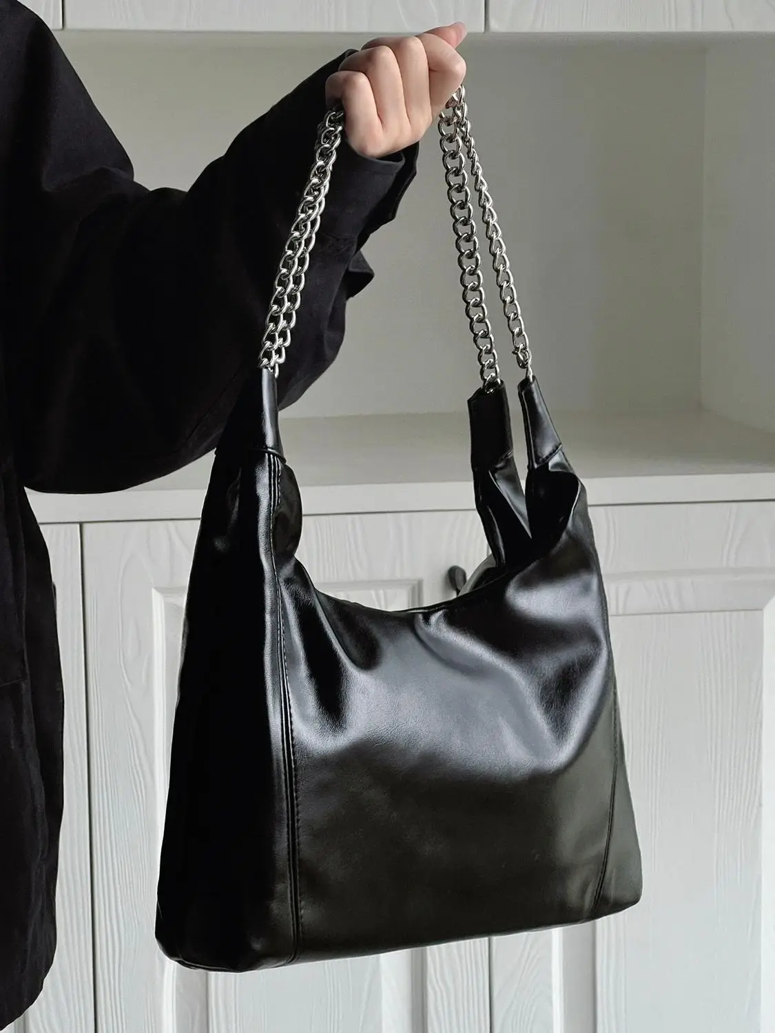 JIAERDI Vintage Black Tote Bag Women 2025 Retro Chain Chic Casual Handbag Purse Ladies Large Capacity Shoulder Bags Bolsos Mujer