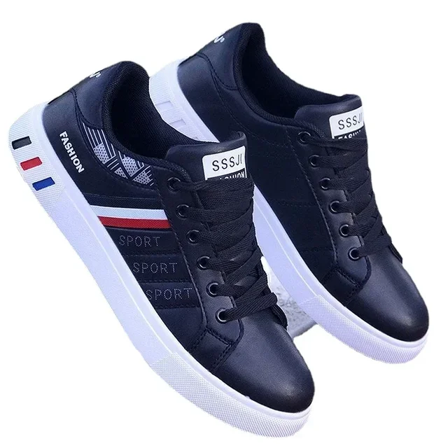 Zapatillas de deporte para Hombre, zapatos informales, zapatos planos para Hombre, Zapatillas ligeras de cuero Pu transpirables, zapatos Tenis deportivos blancos para Hombre 2