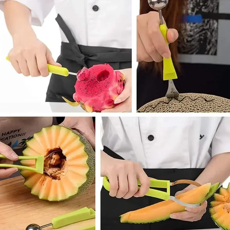 3 in 1 Watermelon Slicer Cutting Knife Spade Fruit Carving Knife AvocadoKnifeMultifunctionalFruiDredgeSeparator Kitchen Gadgets