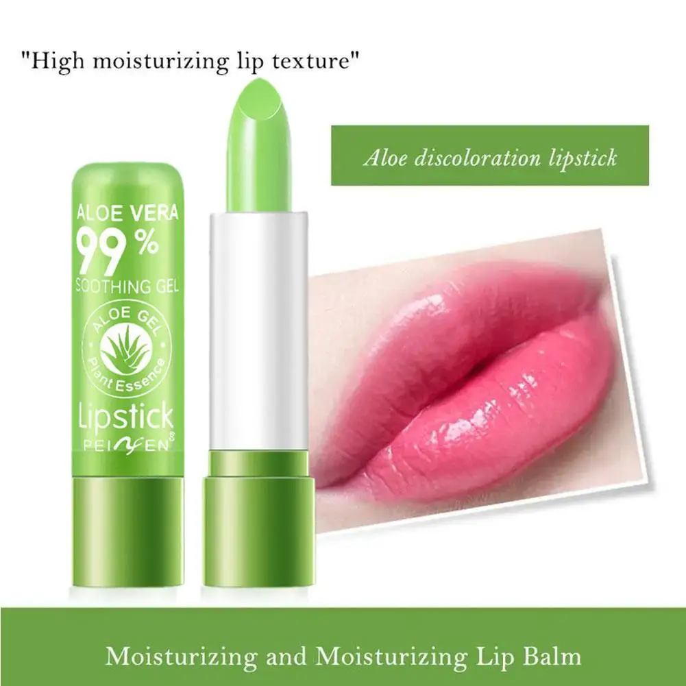 

Lip Balm Lipstick Aloe Vera Strawberry Makeup Lip Care Color Long Changing Lipstick Mood Beauty Lipstick Lasting Moisturizi E1P8