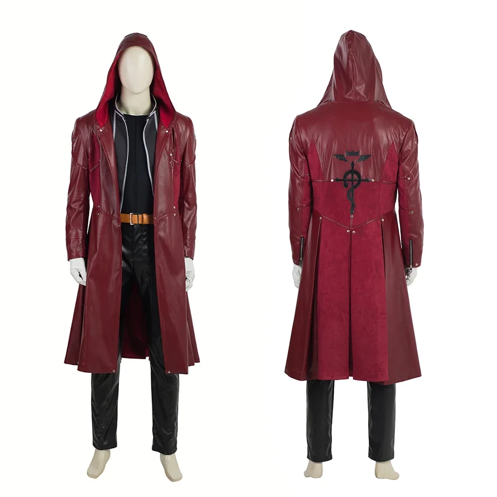 Anime Fullmetal Alchemist Edward Elric Cosplay Costume Red PU