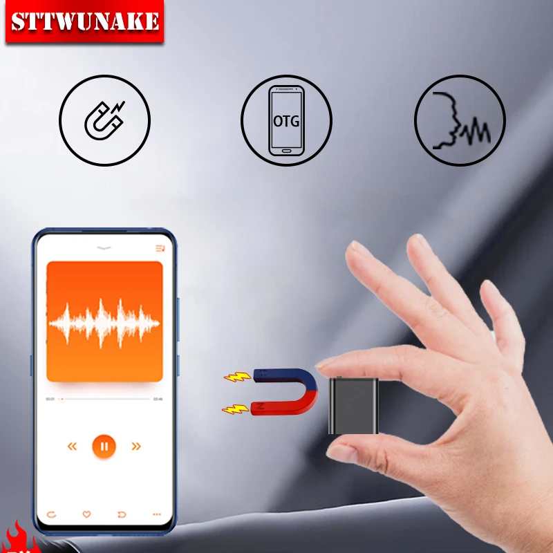 Mini Voice Activated Recorder Built-in Magnet Small Digital Audio Recording Sound Device Micro Dictaphone