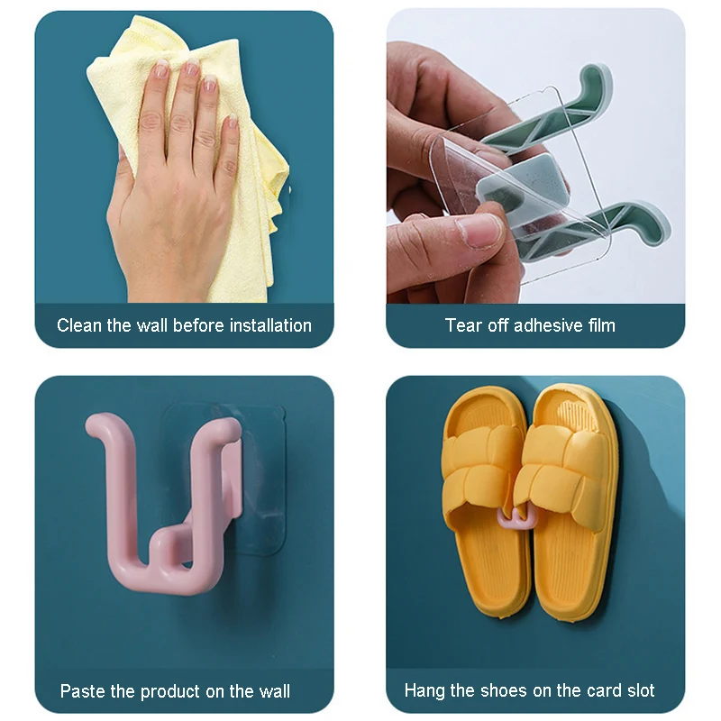 Slipper Rack Self-adhesive Bathroom Simple Slipper Hook Toilet Drainage Rack Wall Mounted Bedroom Storage Hook Shoe Drying Shoe Rack