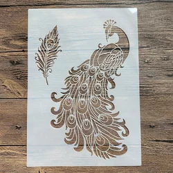 A4 29 *21cm DIY mandala mold for painting stencils stamped photo album embossed paper card on wood fabric, wall Animals peacock