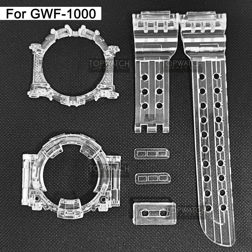 Transparent Cases gwf1000 for GWF-1000 Strap Resin Watchband Ice Silicone Watch Bands Case Cover Waterproof Watchbands tools