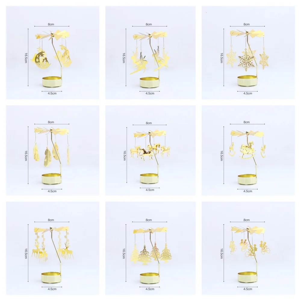 Candle Holders Metal Rotating Spinner Carousel Table Decoration