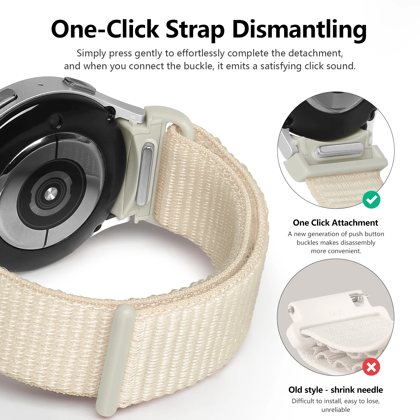 Seamless Nylon Loop Bracelet Watch Strap
