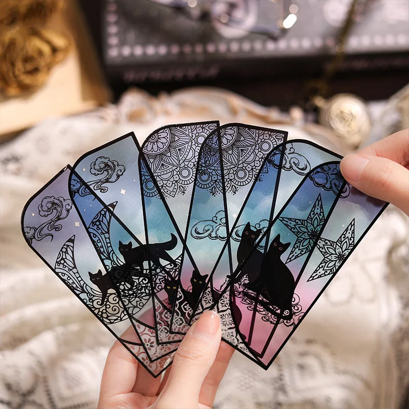 Shining Black Cat series Magnetic Bookmark Waterproof PET material Pages Books Readers butterfly magnetic bookmarks 6 pcs/pack
