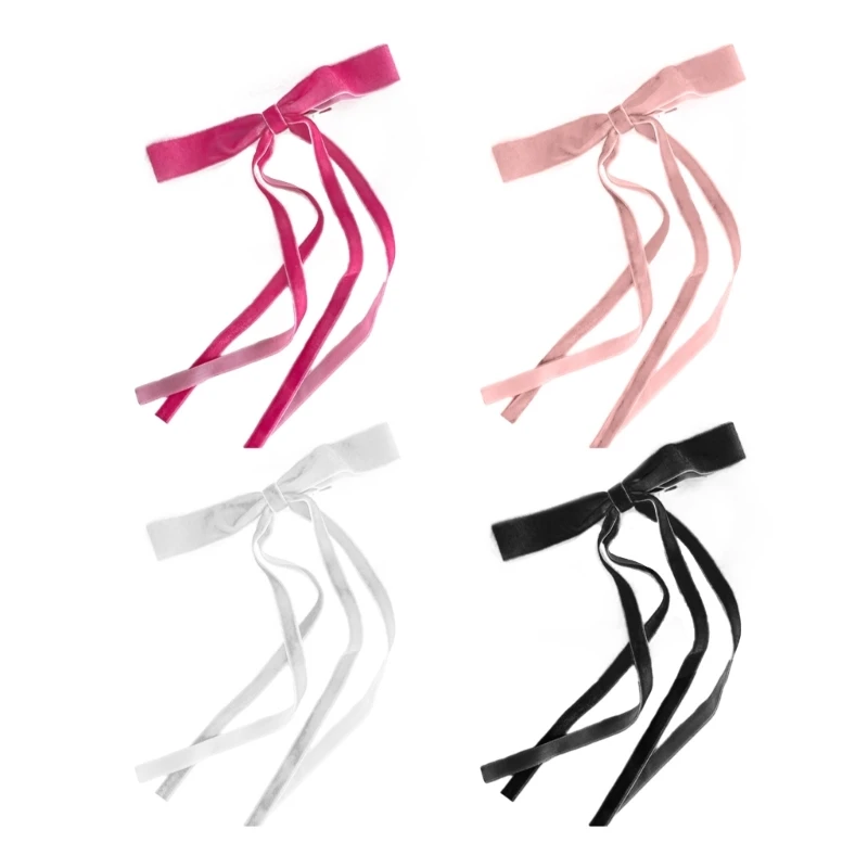 

Bowknot Hair Side Clips Long Ribbon Hairpins Hair Accessory for Women Girls