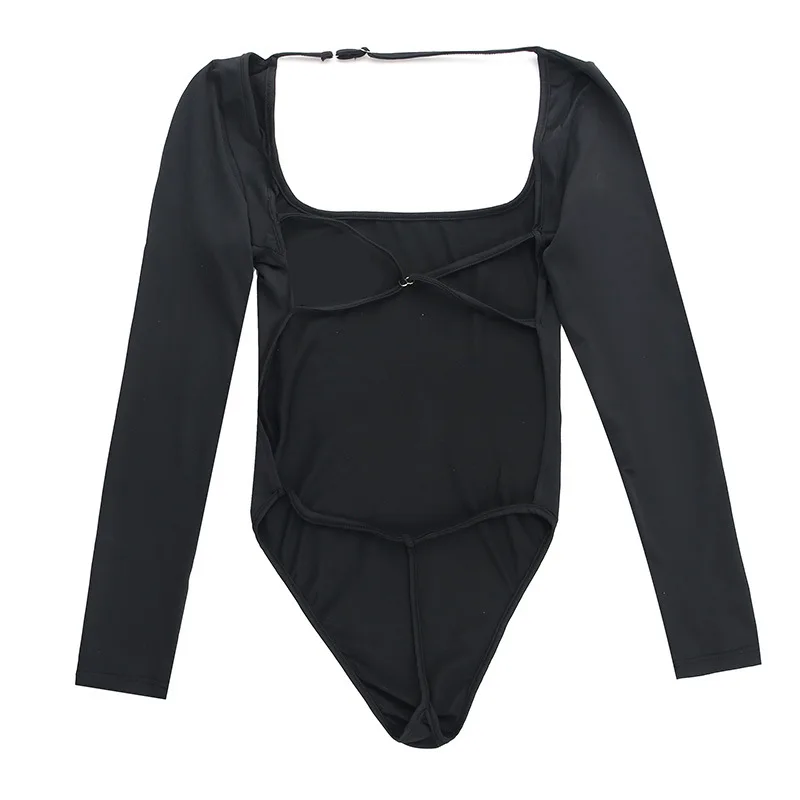 One-Pieces Lenceria Femenina Bandage Body Feminino Backless Tops For Women Rave Outfit Long Sleeve Black Sexy Bodysuit Lingerie
