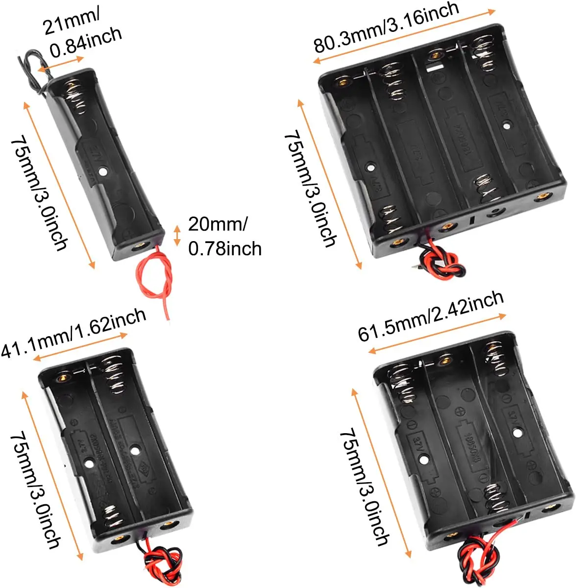 Plastic 18650 Battery Holder Storage Box 1/2/3/4 Slot Way DIY Batteries Power Bank Case Clip Holder Container With Wire Lead Pin