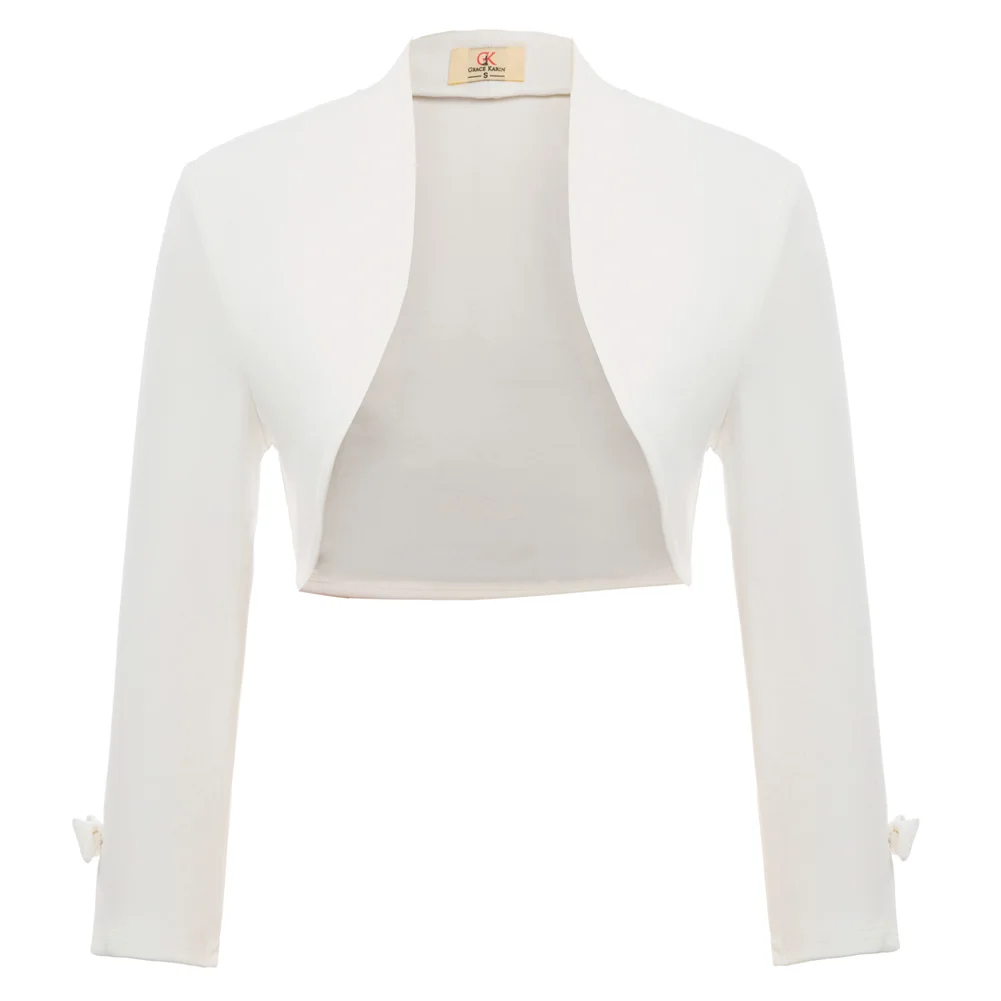 GK Women Long Sleeve Bolero Open Front Irregular Hem Cropped Coat Shrug For Women Dresses Elegant Lady Tops A30