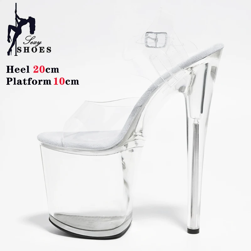 Women's Sandals with Heels Nightclub Dancing Stilettos Clear Heels Crystal Platform Ladies Pole Dancing T-show Model Stripper Sh