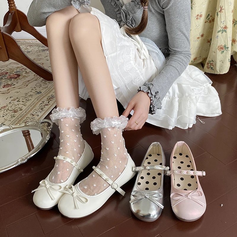 

Балетки женские на плоской подошве, роскошные дизайнерские, с жемчугом, Мэри Джейн, весна-лето