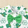 Toddler My First St.Patricks Day Baby Boy Gentleman Outfit Green Bow Tie Short Sleeve Romper Lucky Shamrock Pant Clothes Sets 5