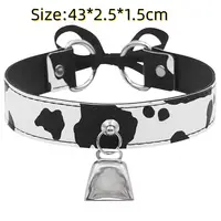 Collier ras du cou en cuir pour femmes, imprimé vache, nœud réglable, à la mode 6