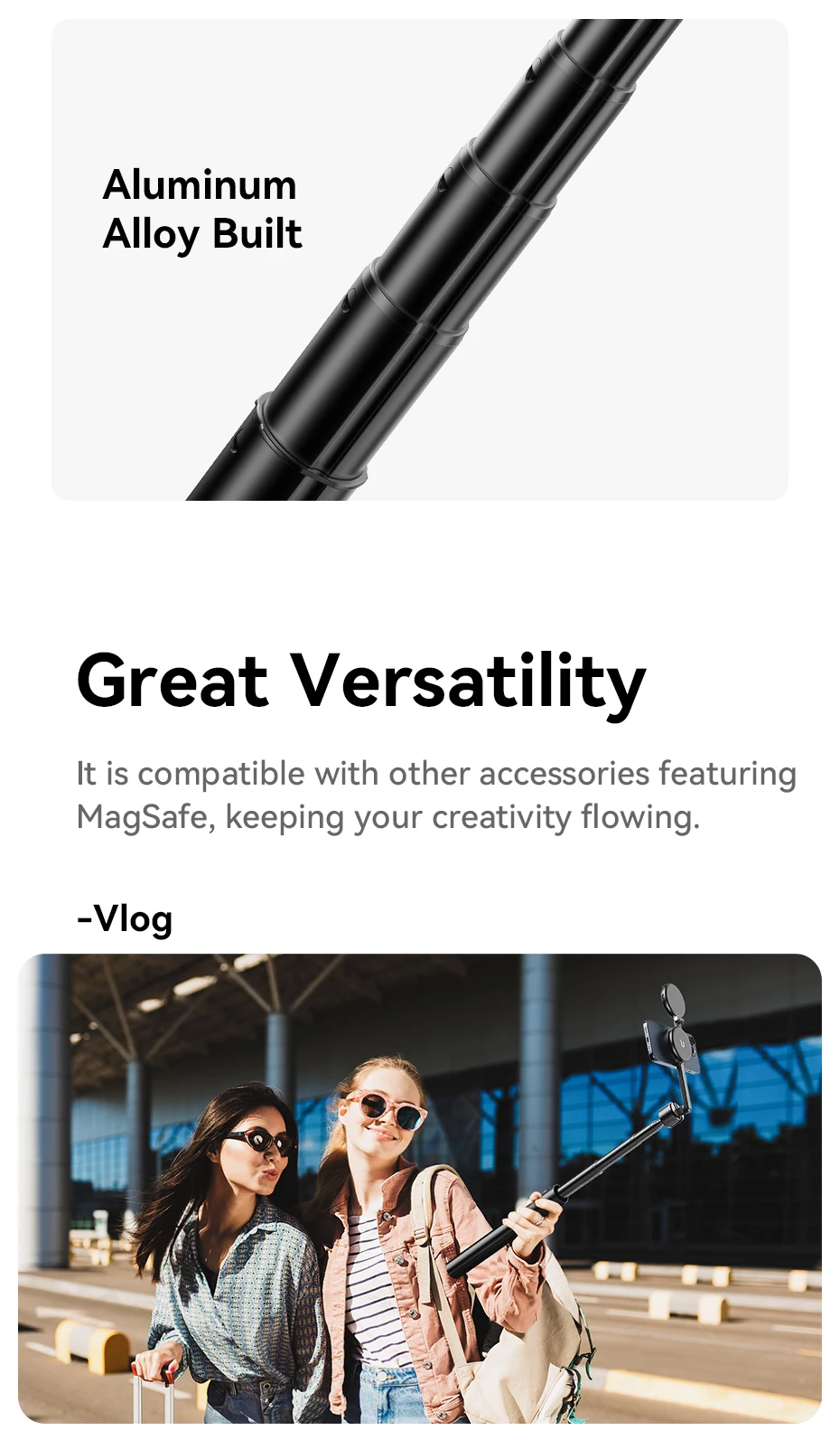 MG-002 Max Magnetic Phone Selfie Stick Tripod with Remote 1.64m Extendable Selfi