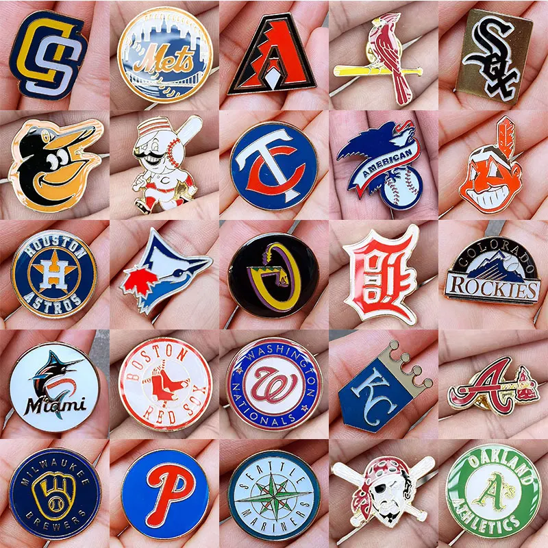 SportsFanBaseballLogoEnamelPinsMetalBroochBadgeFashion