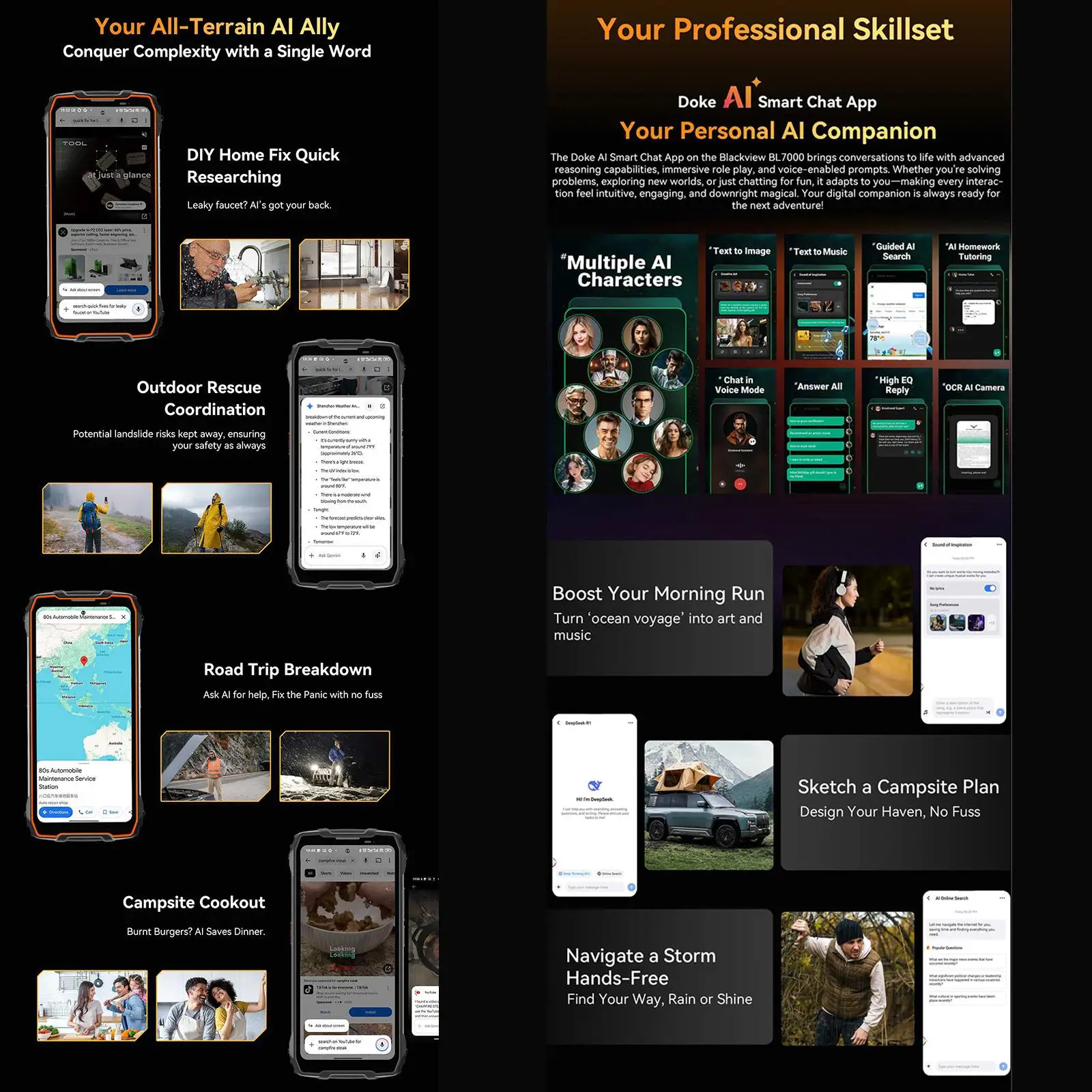 BLACKVIEW BL7000 5G AI Rugged Phone 8GB+256GB 6.78" HD+2.4K Display 120Hz Dimensity 6300 Android 15 7500Amh NFC Smartphone